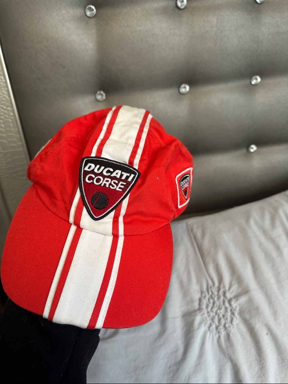 Ducati Corse Men’s Racing Cap - Red with White Stripe